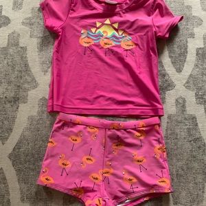 Girls pink Hanna Andersson two piece bathing suit